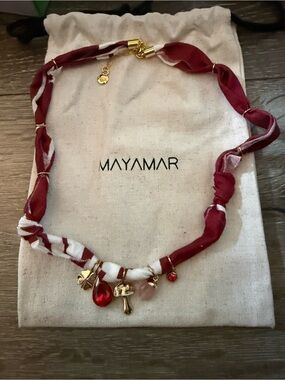 bandana necklace with 14kt plated accent adjustable beads and charms